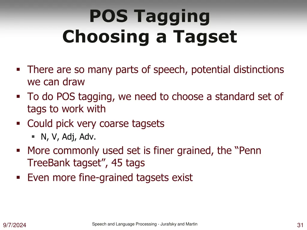 pos tagging choosing a tagset