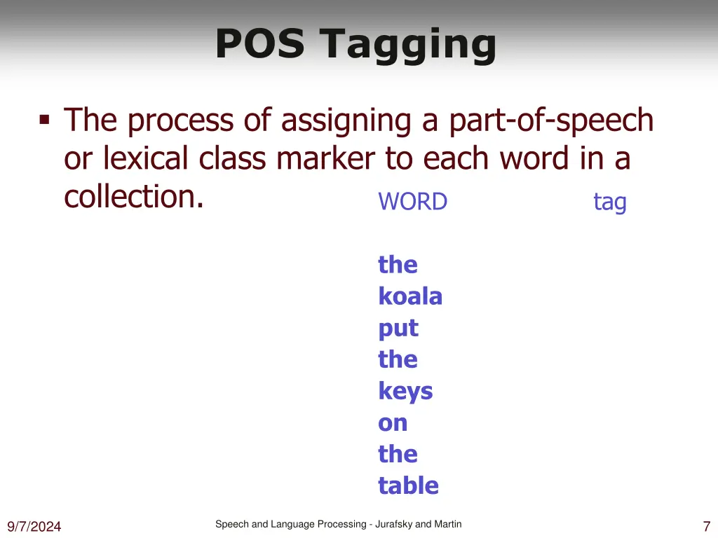 pos tagging