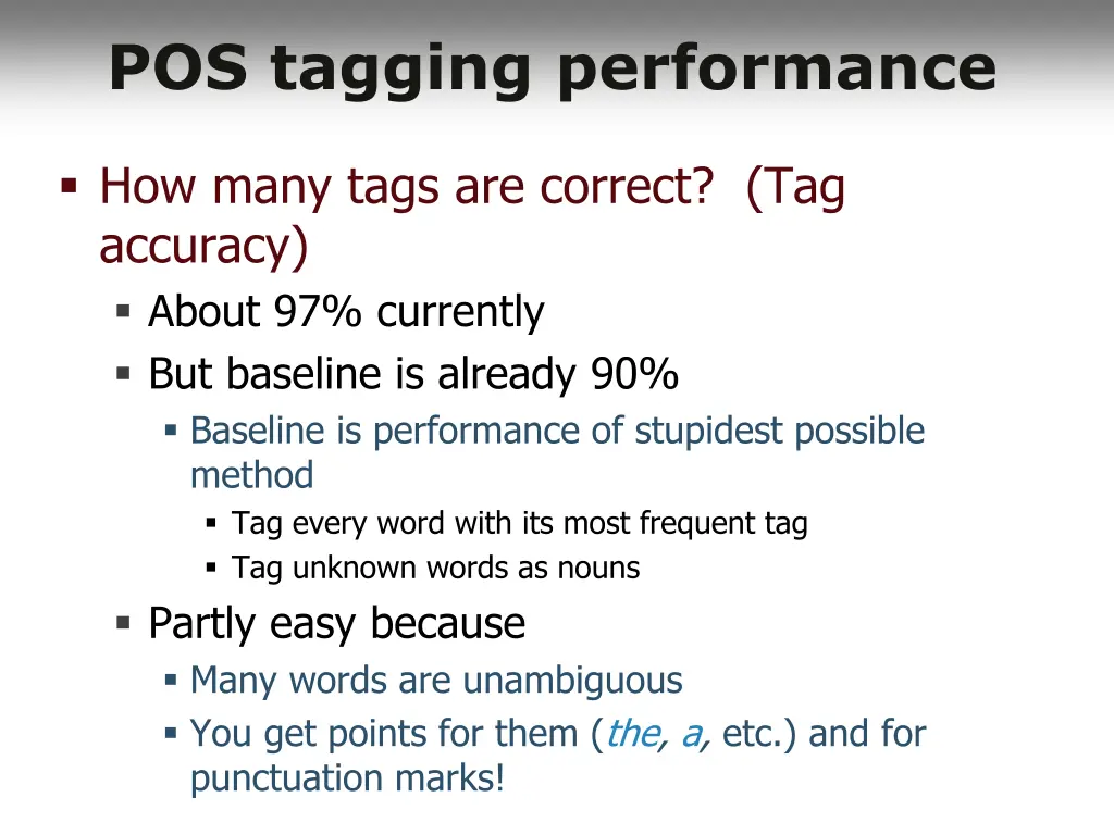 pos tagging performance