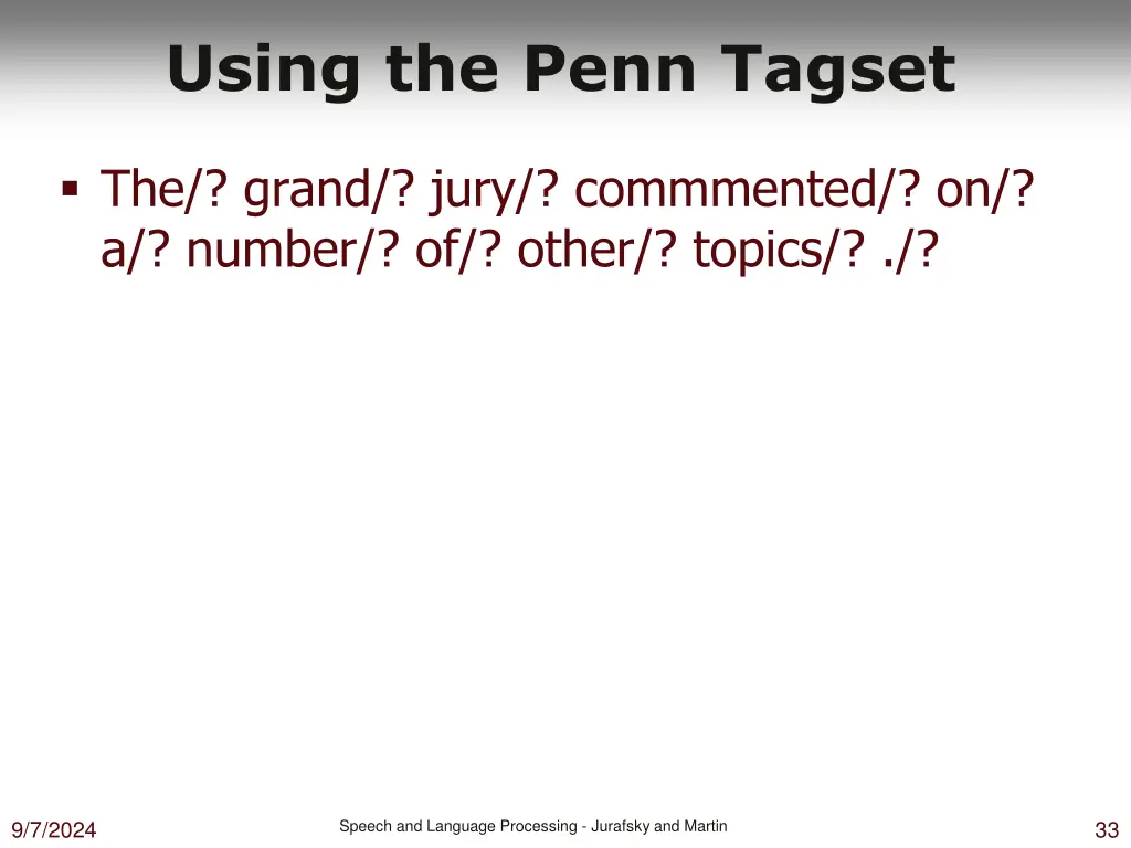 using the penn tagset