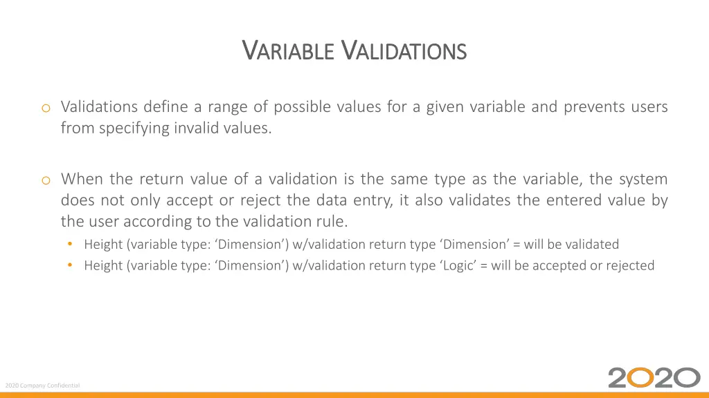 v v ariable ariable v v alidations