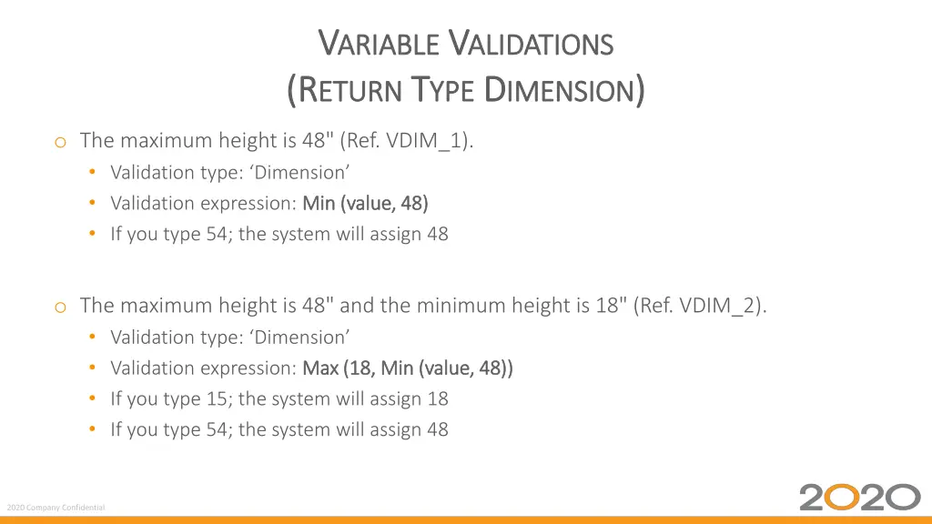 v v ariable ariable v v alidations r r eturn 1