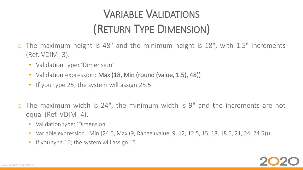 v v ariable ariable v v alidations r r eturn 2