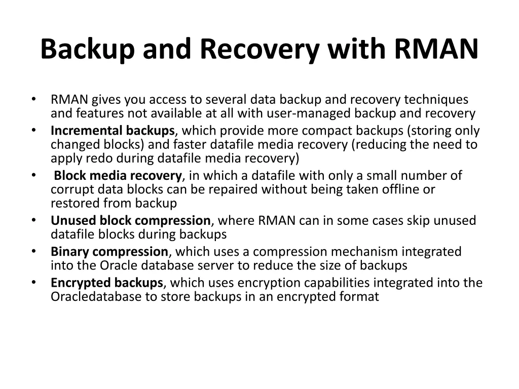 backup and recovery with rman