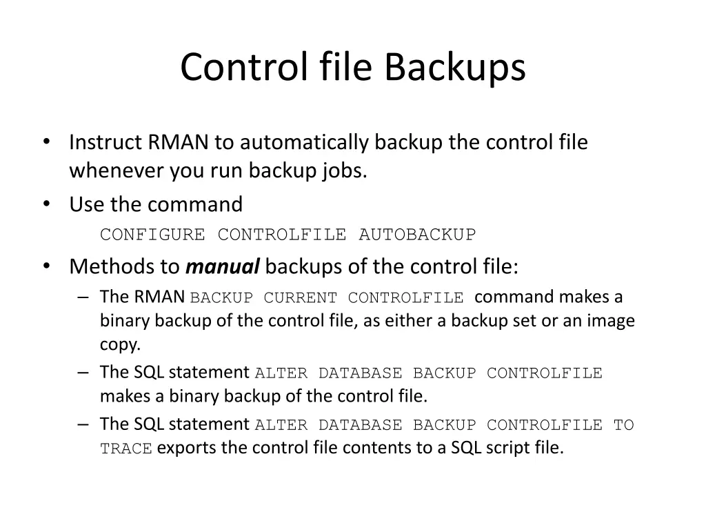 control file backups