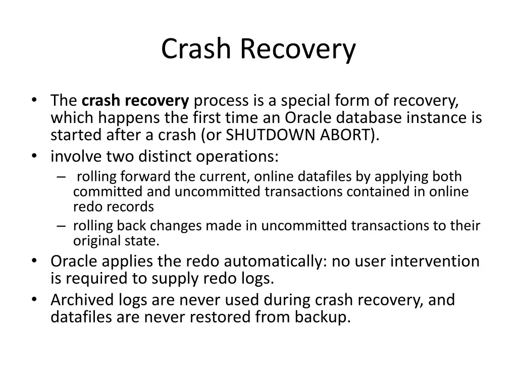 crash recovery