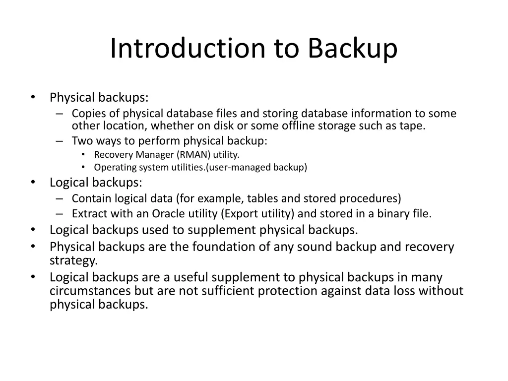 introduction to backup 1