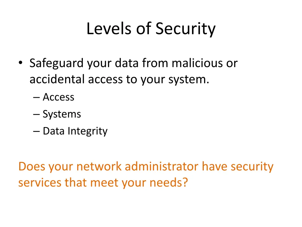 levels of security