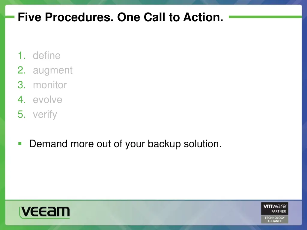 five procedures one call to action