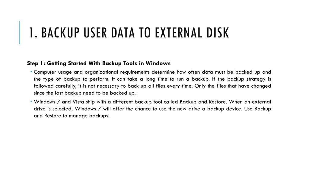 1 backup user data to external disk