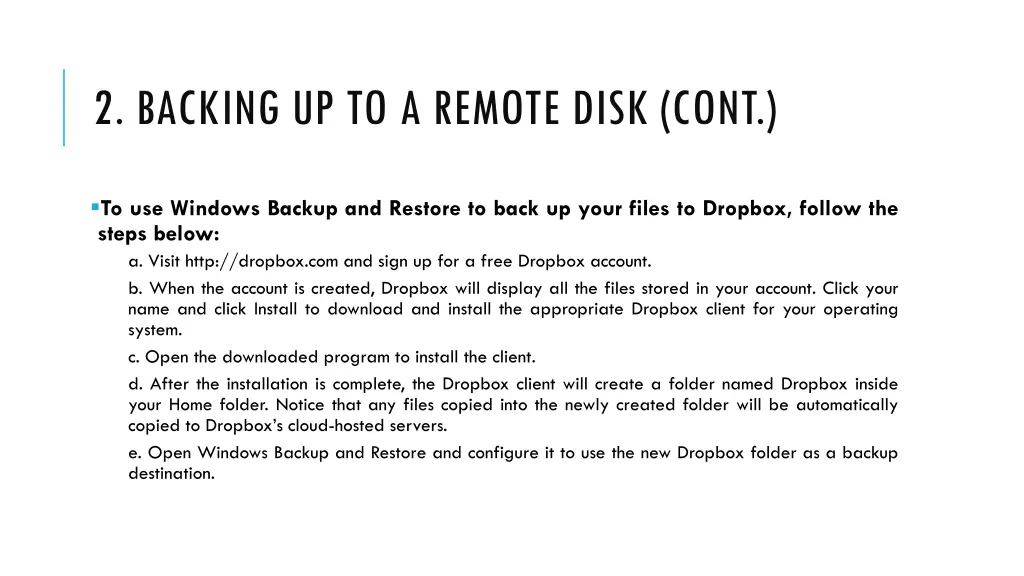 2 backing up to a remote disk cont 1