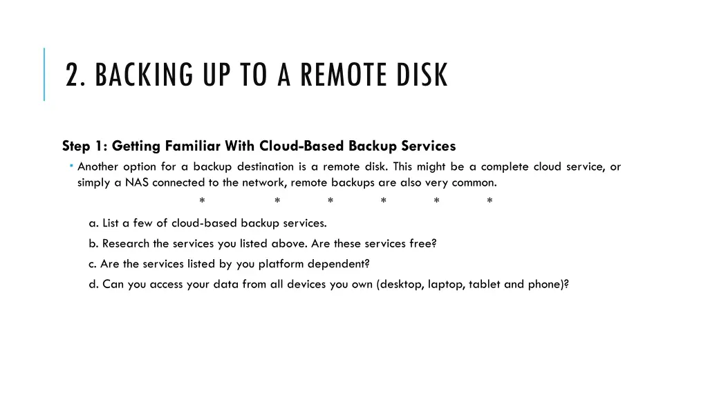 2 backing up to a remote disk