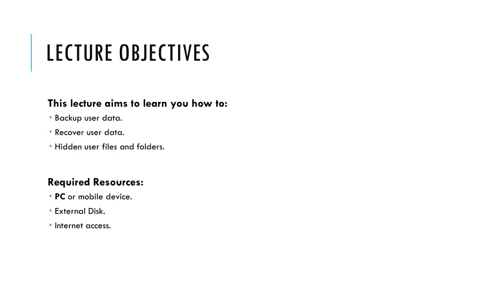 lecture objectives