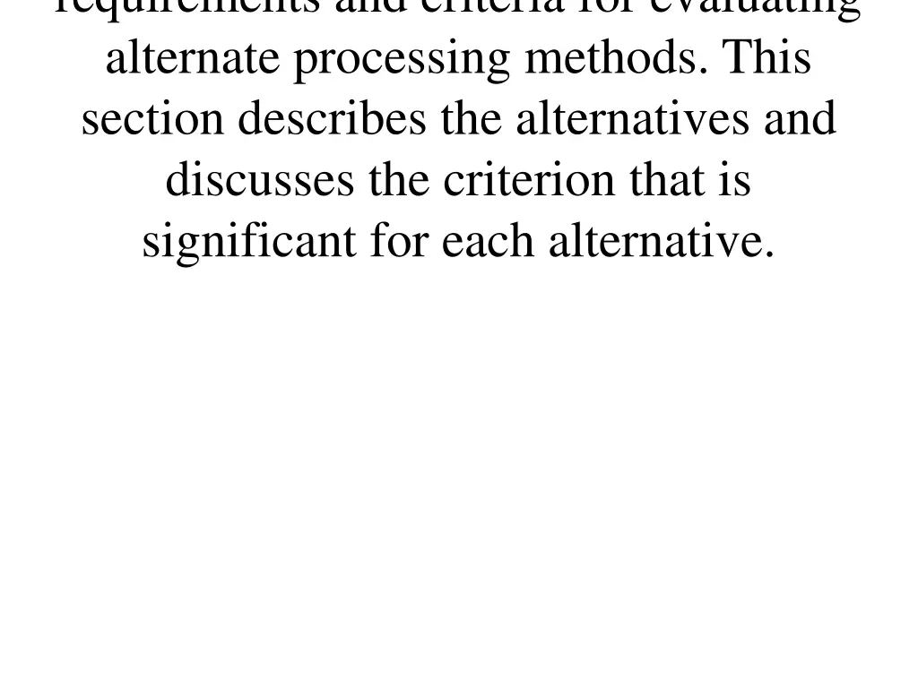 requirements and criteria for evaluating