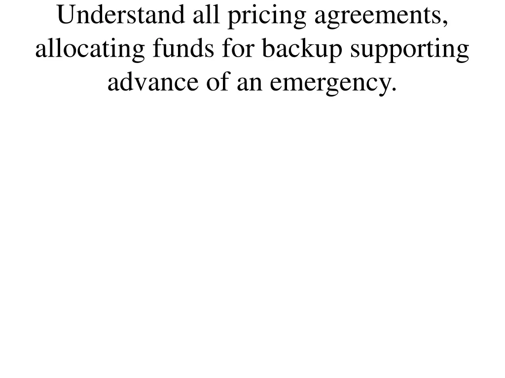 understand all pricing agreements allocating