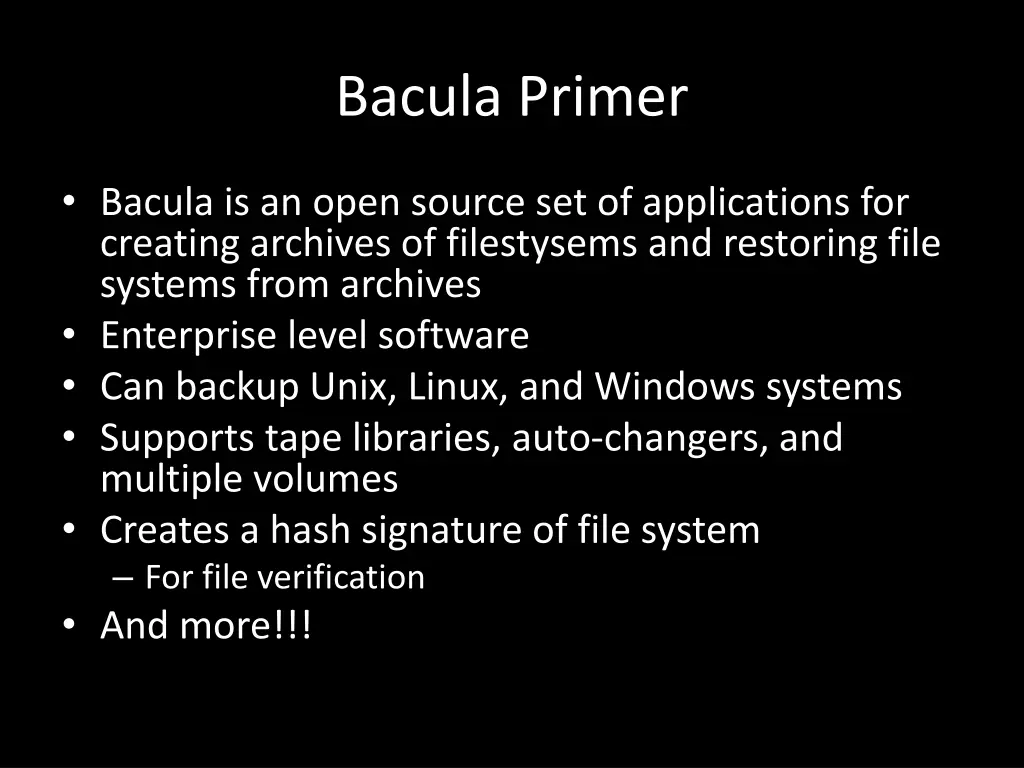 bacula primer