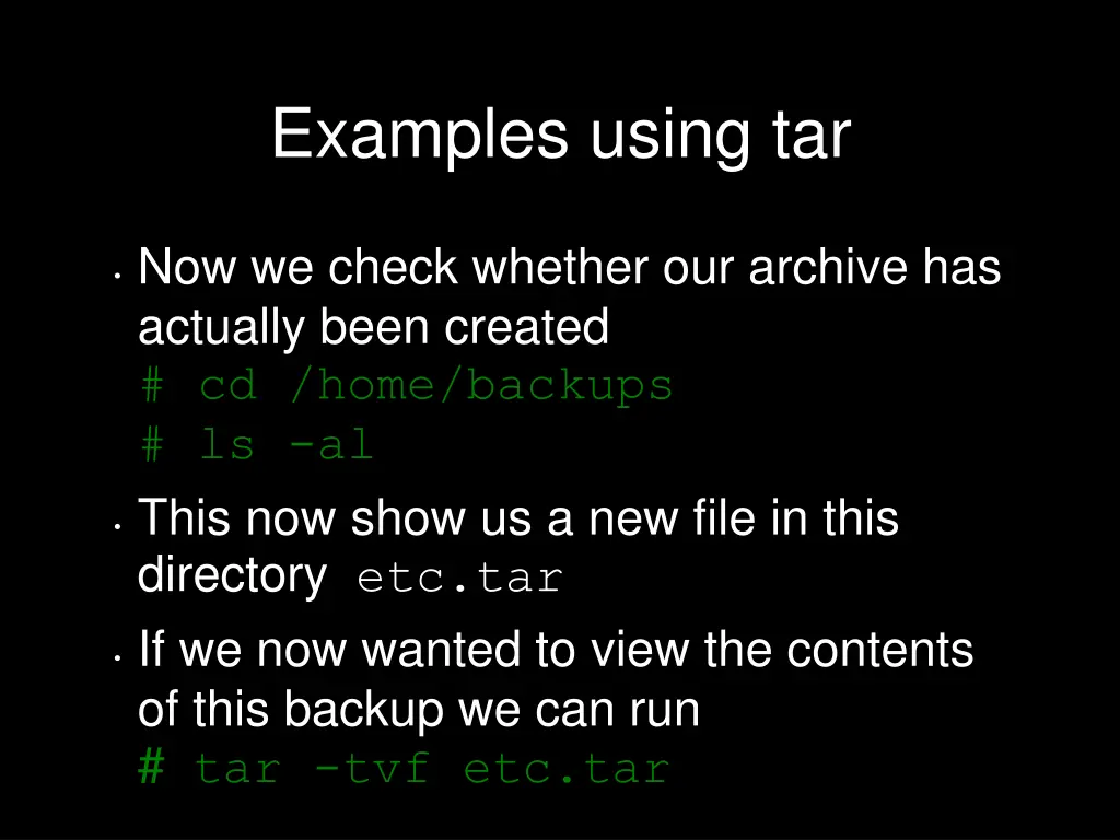 examples using tar 1