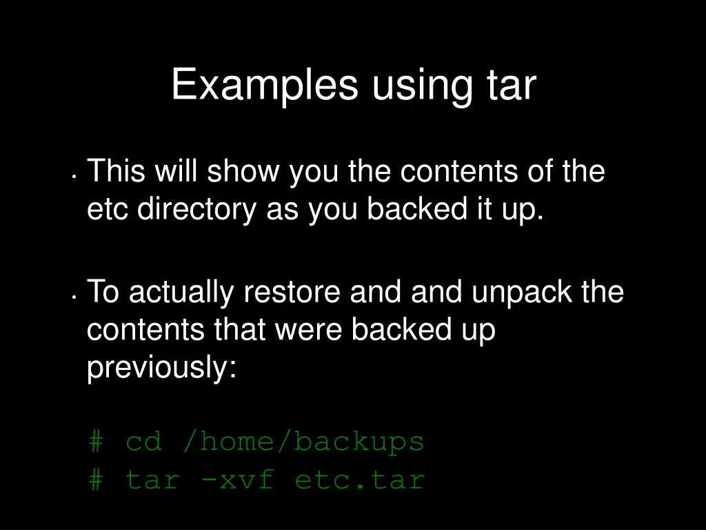 examples using tar 2