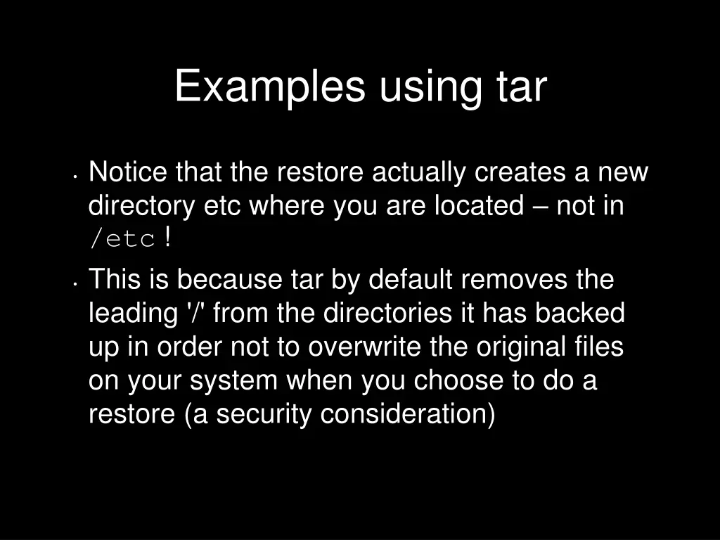 examples using tar 3