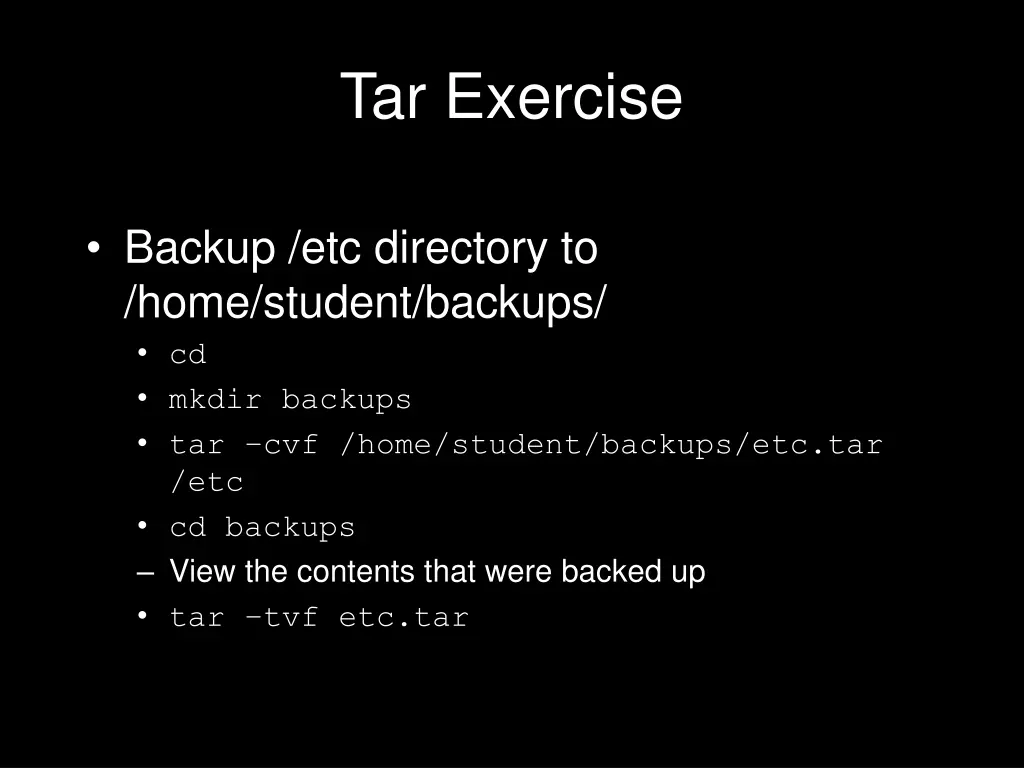 tar exercise