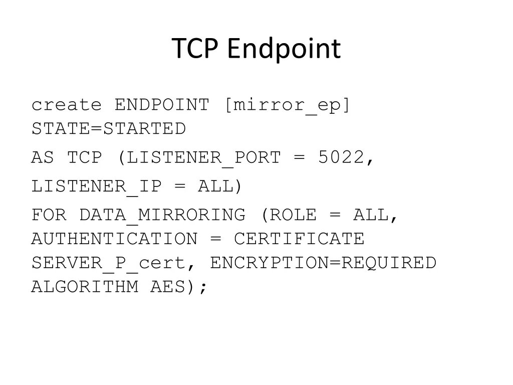 tcp endpoint