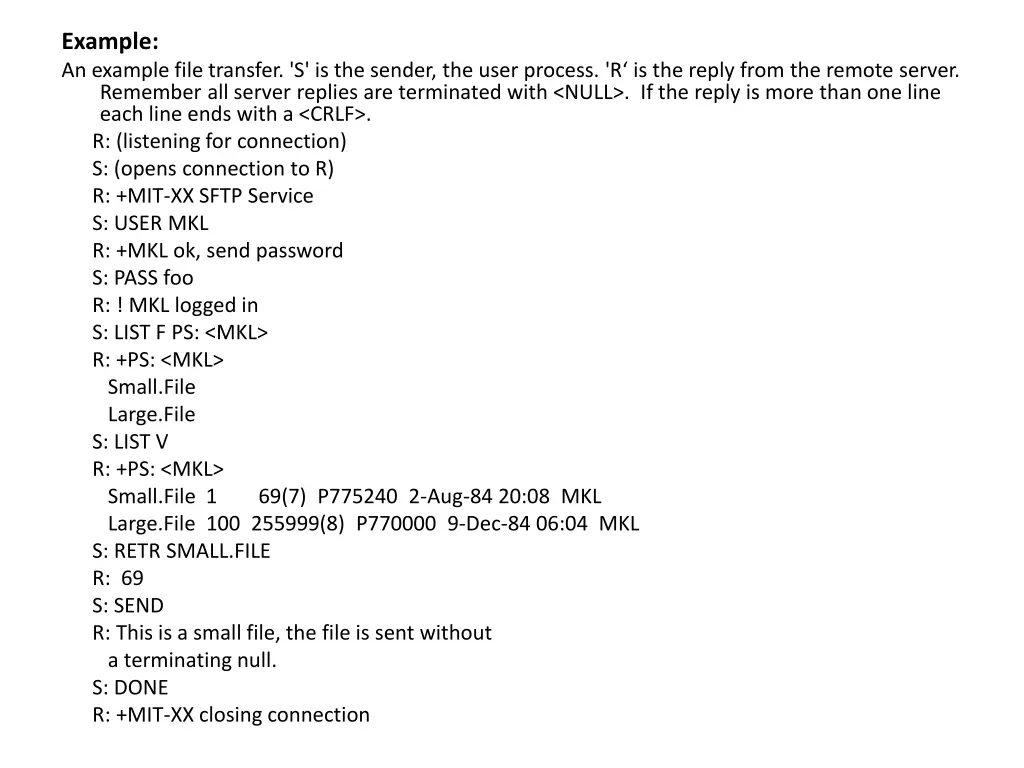 example an example file transfer s is the sender