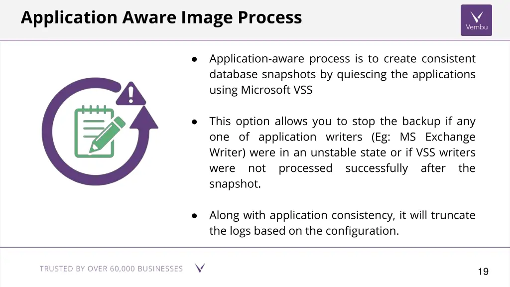 application aware process is to create consistent