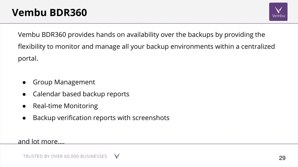 vembu bdr360 provides hands on availability over