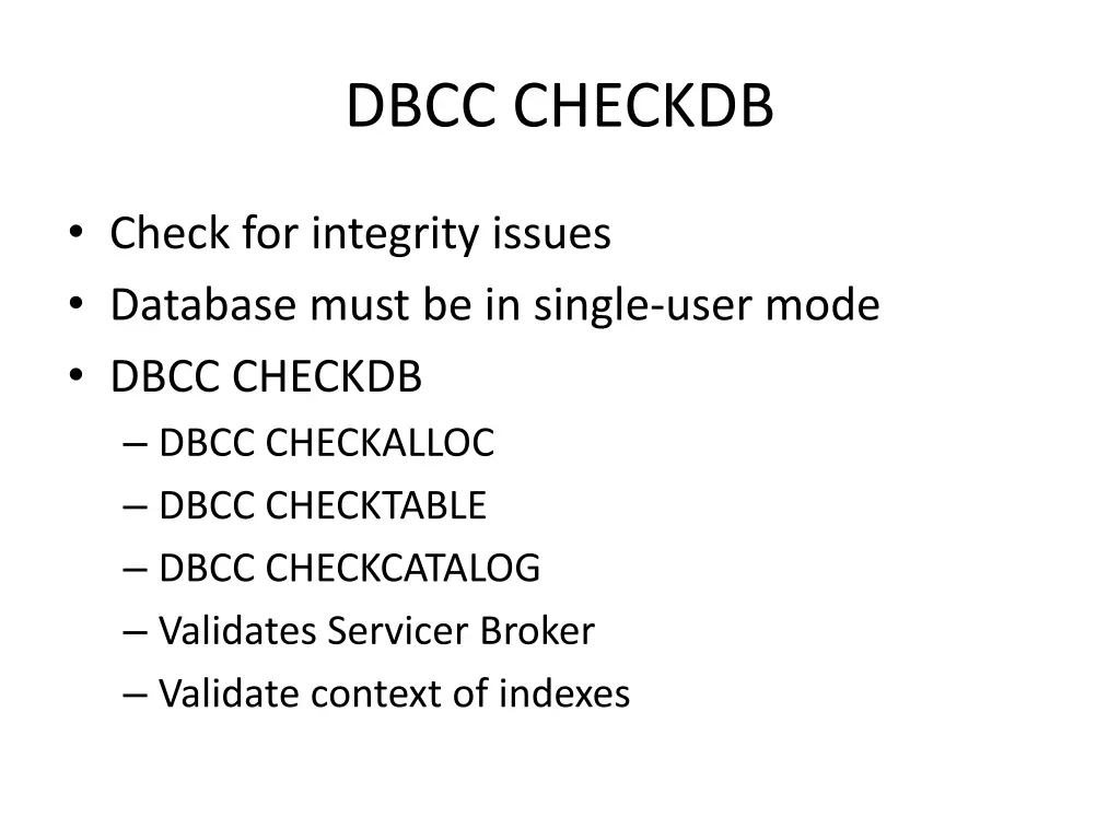 dbcc checkdb