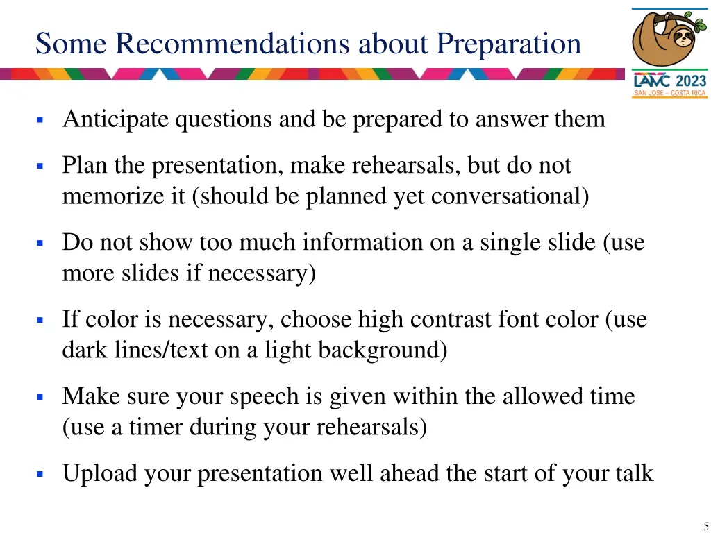 some recommendations about preparation