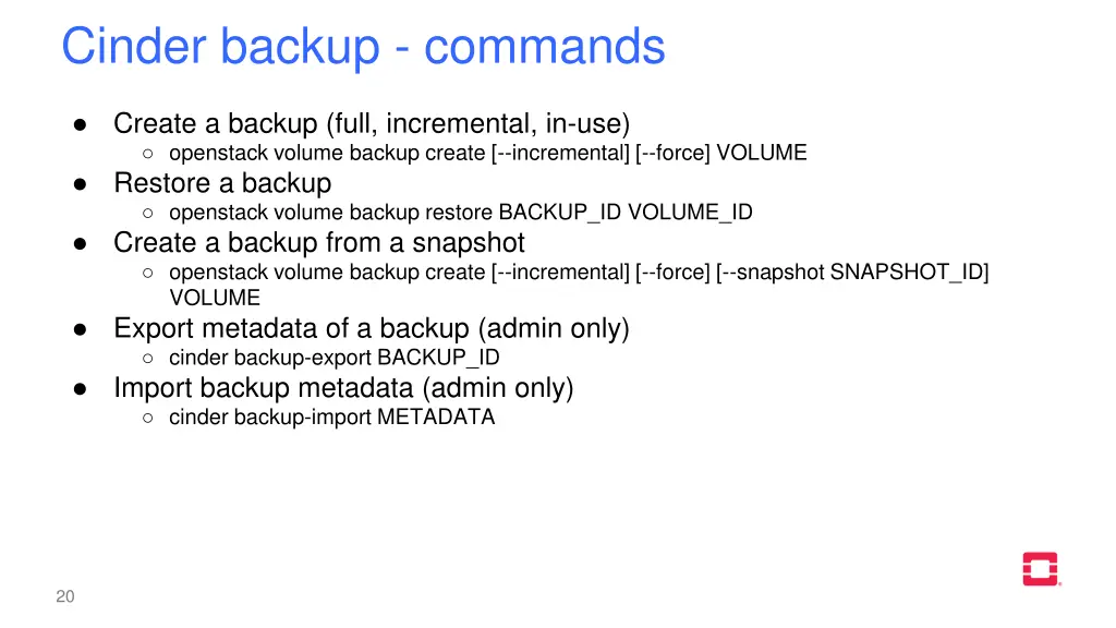 cinder backup commands
