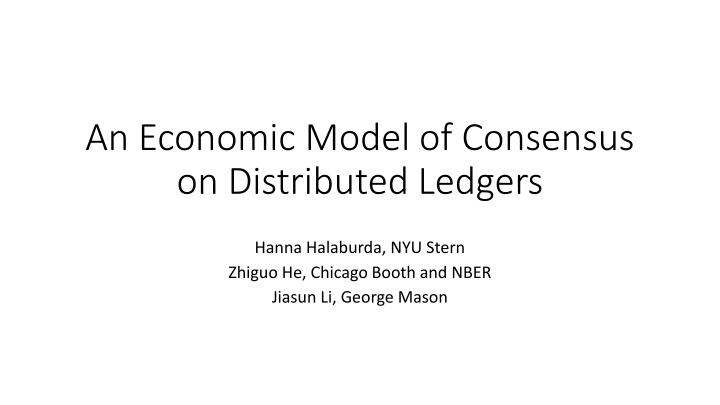 an economic model of consensus on distributed