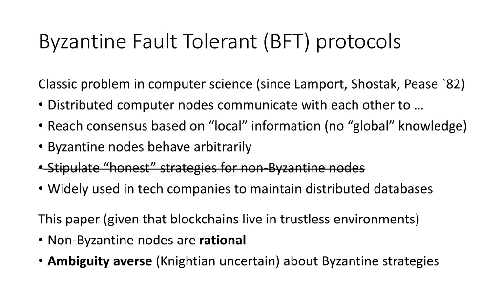 byzantine fault tolerant bft protocols 1