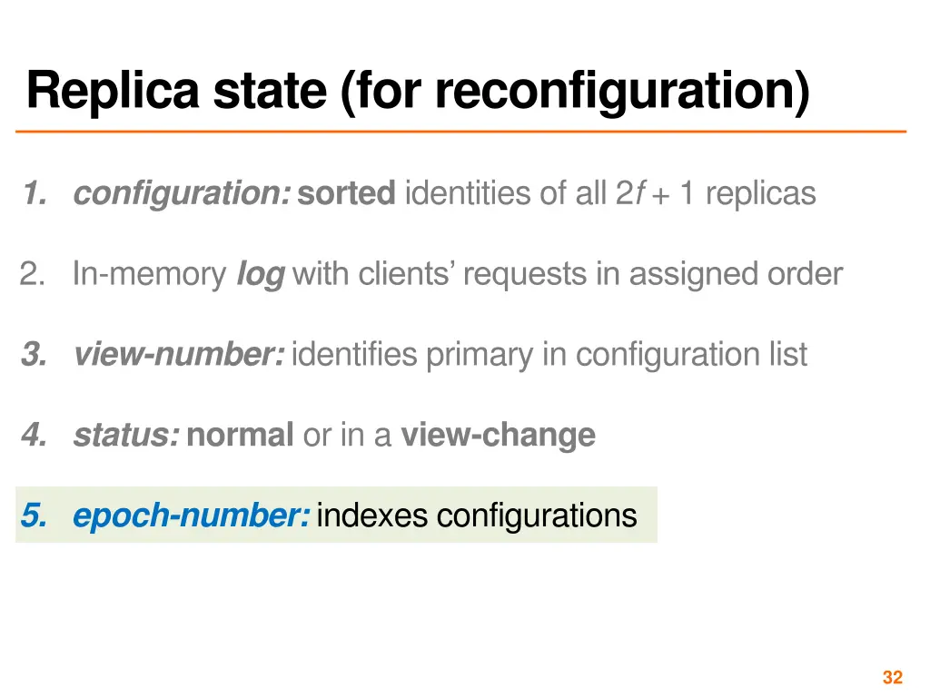 replica state for reconfiguration