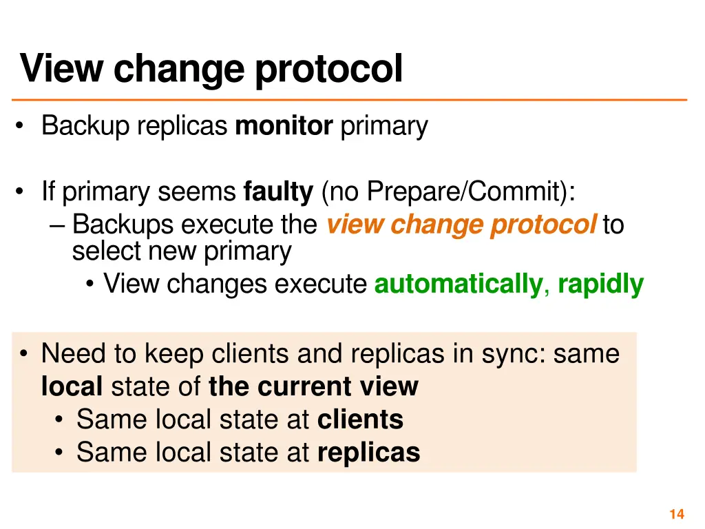 view change protocol