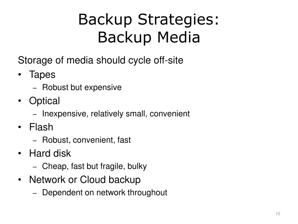 backup strategies backup media