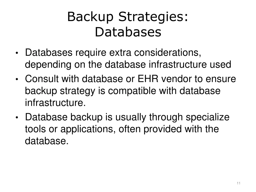 backup strategies databases