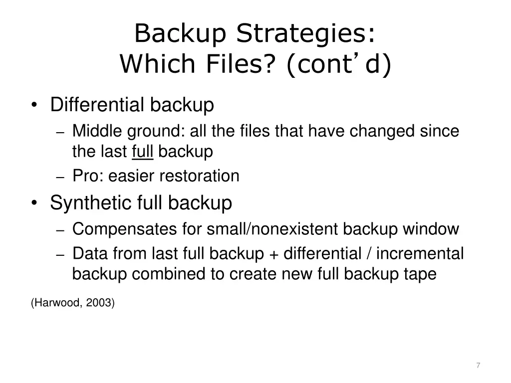 backup strategies which files cont d