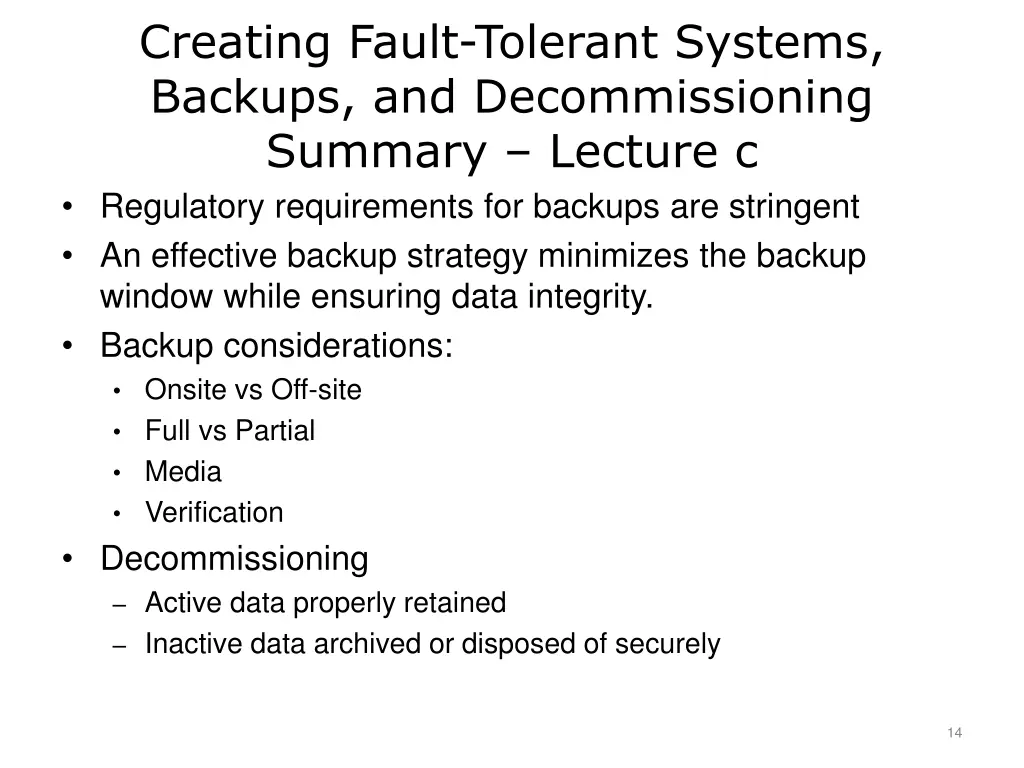 creating fault tolerant systems backups 1