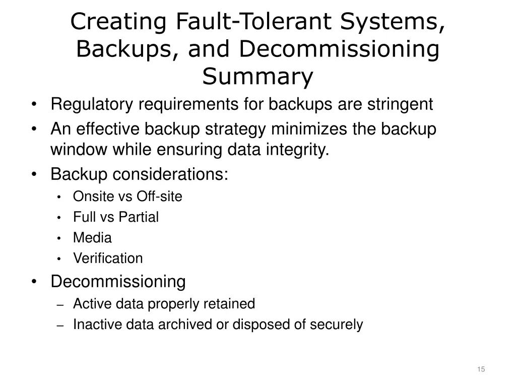 creating fault tolerant systems backups 2