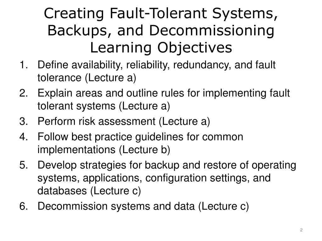 creating fault tolerant systems backups