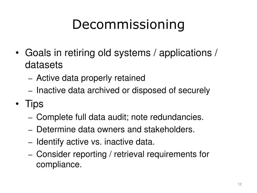 decommissioning