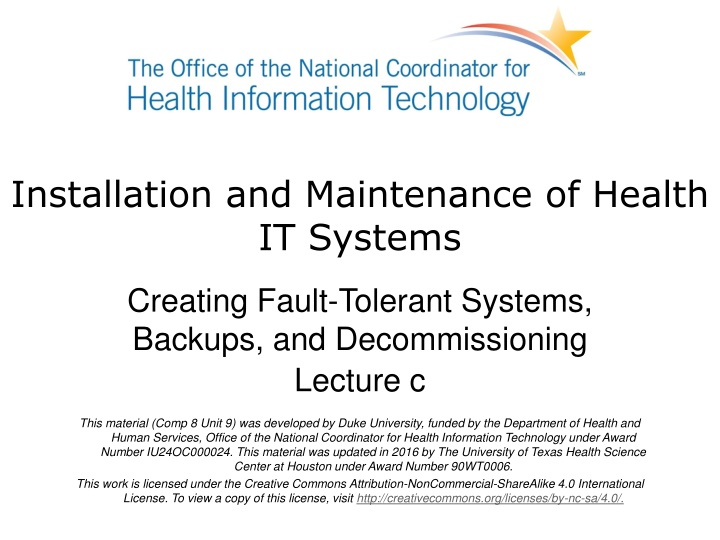 installation and maintenance of health it systems