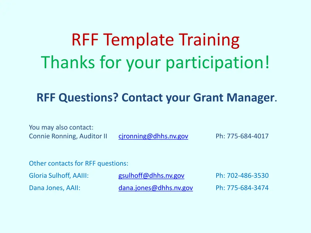 rff template training thanks for your