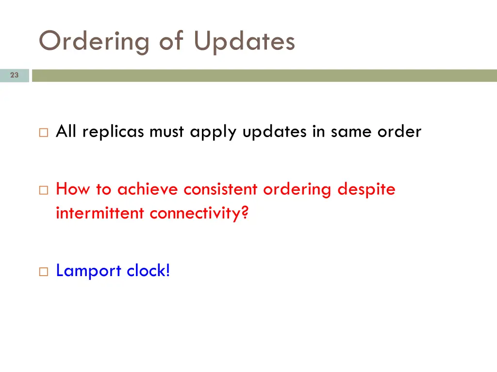 ordering of updates