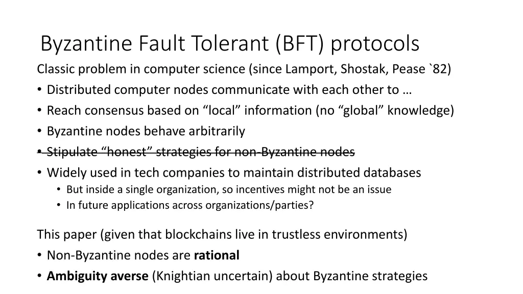 byzantine fault tolerant bft protocols classic