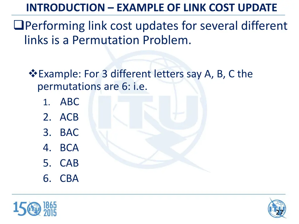 introduction example of link cost update