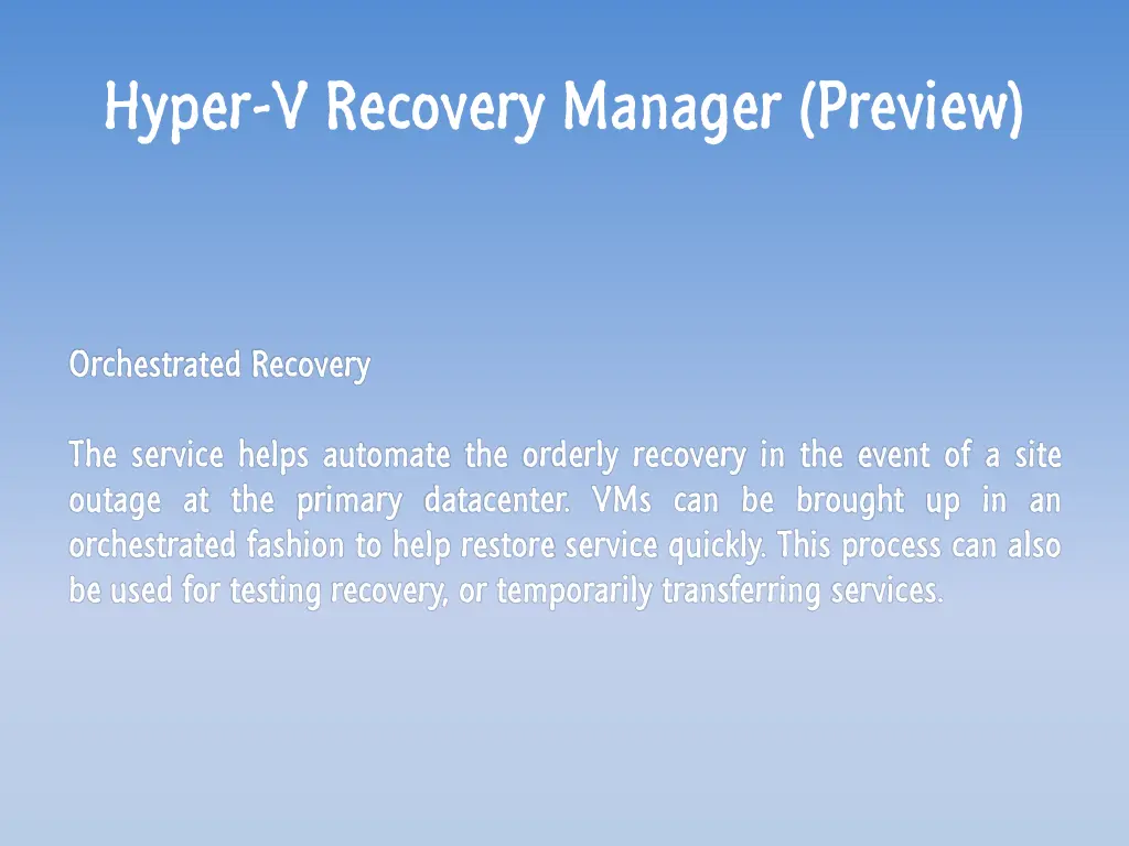 hyper v recovery manager preview 1