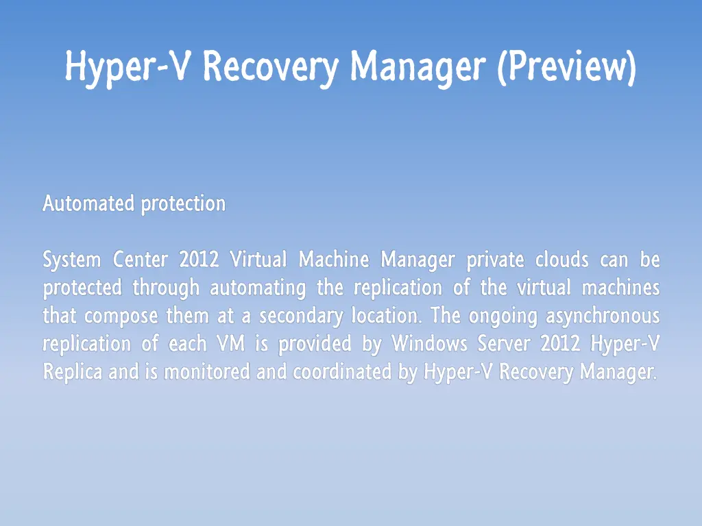 hyper v recovery manager preview