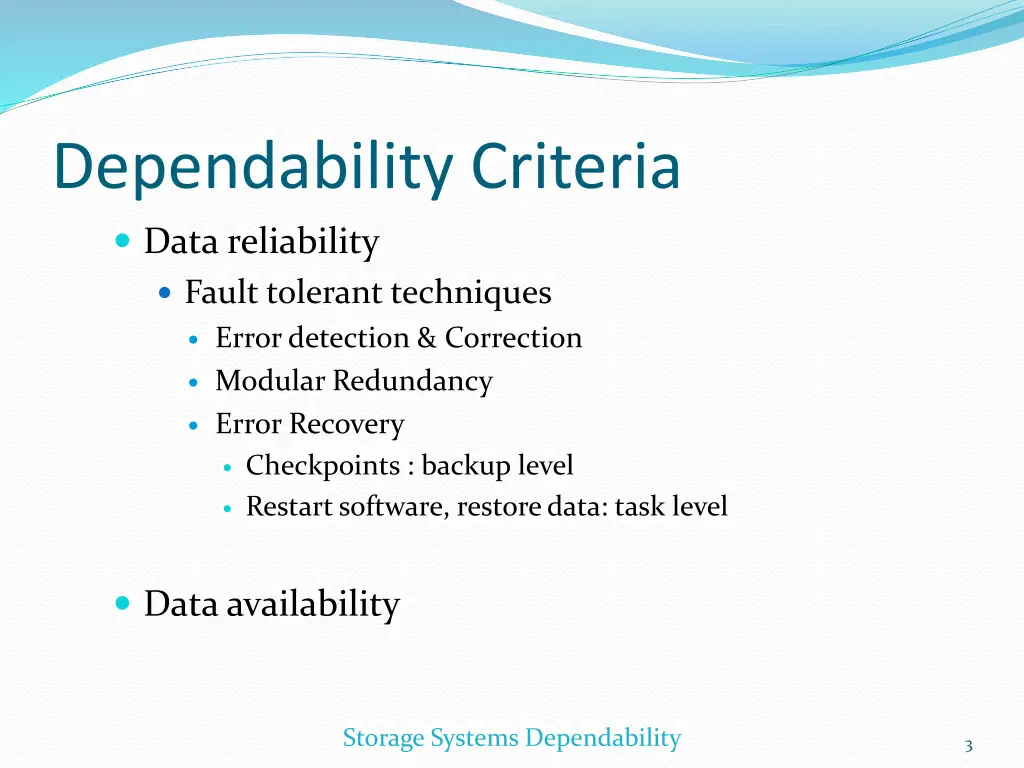 dependability criteria data reliability